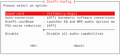 DietPi Software Configure Soundcard